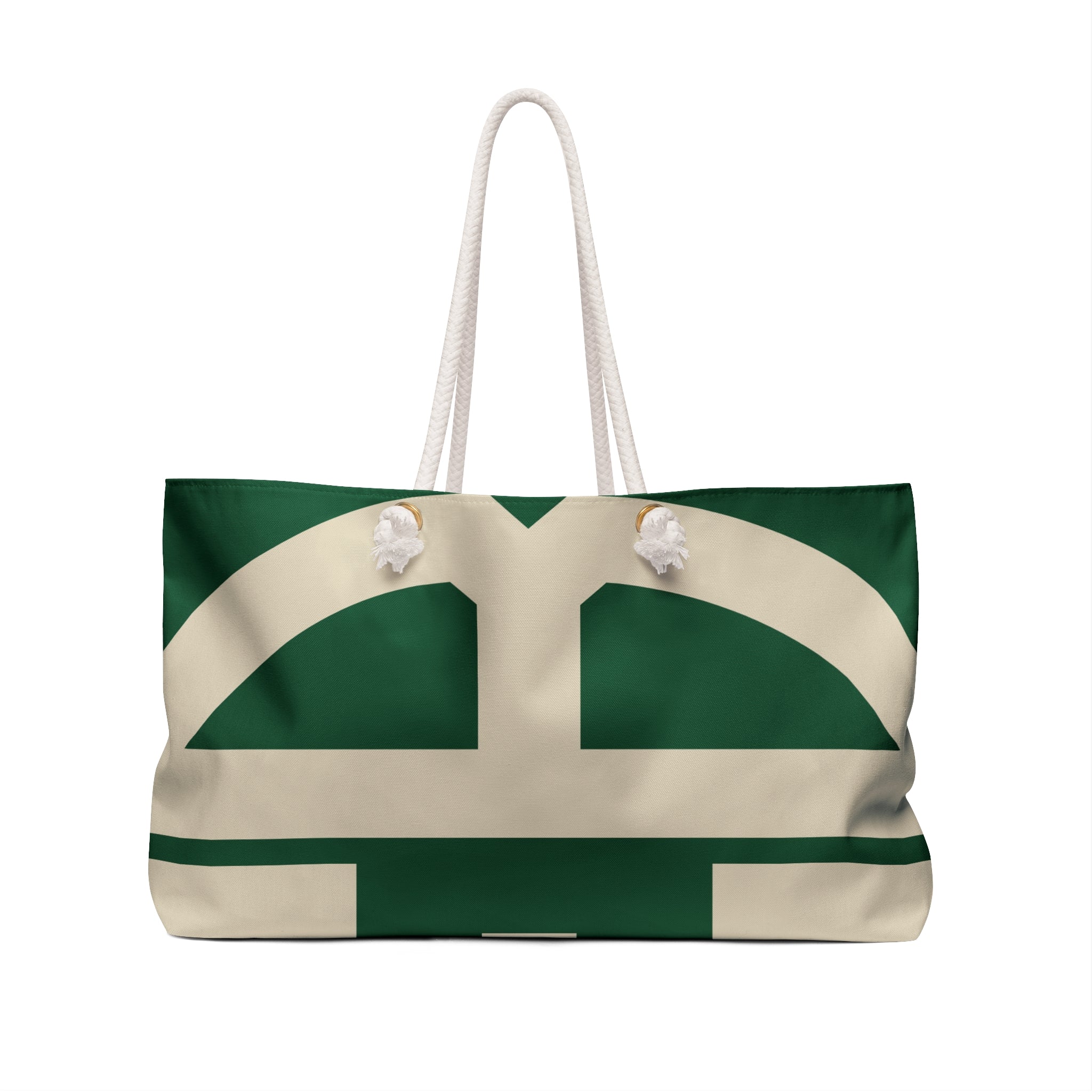 Signia Block Packable Tote, Dark Green & Cream