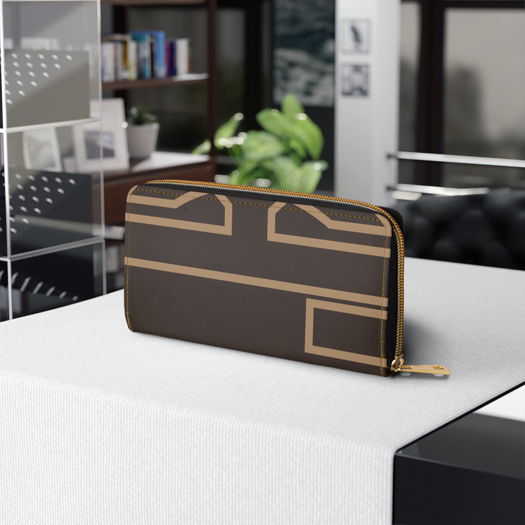 The Signia Custom Monogram Zipper Wallet, Brown/Tan