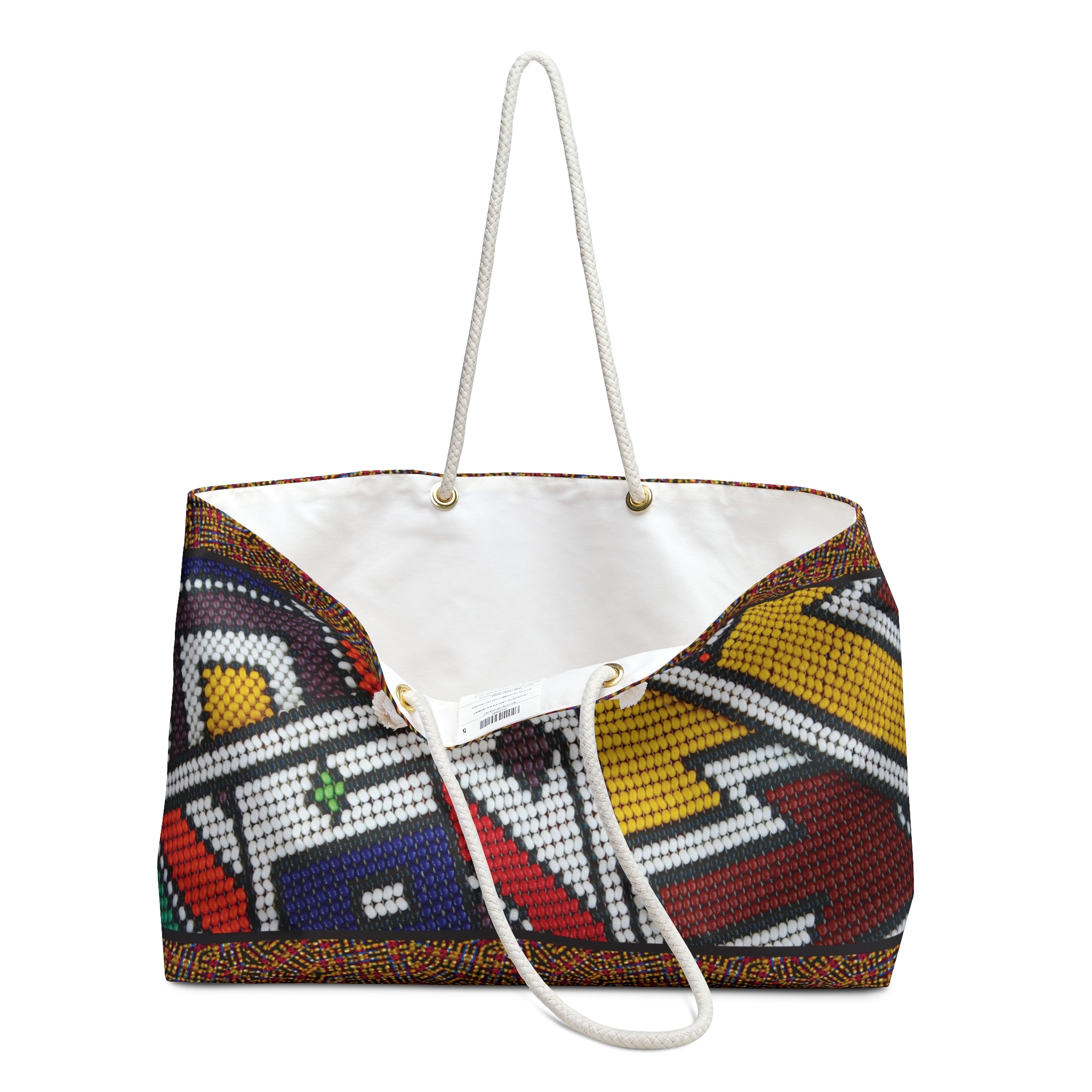 Beadwork Print Packable Oversized Multipurpose Weekender Bag, Carryall Tote, Beach Bag, Multicolor