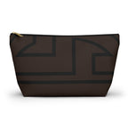 The Signia Custom Monogram Geometric T-Bottom Multipurpose Organizer Toiletry Travel Pouch, Brown/Black