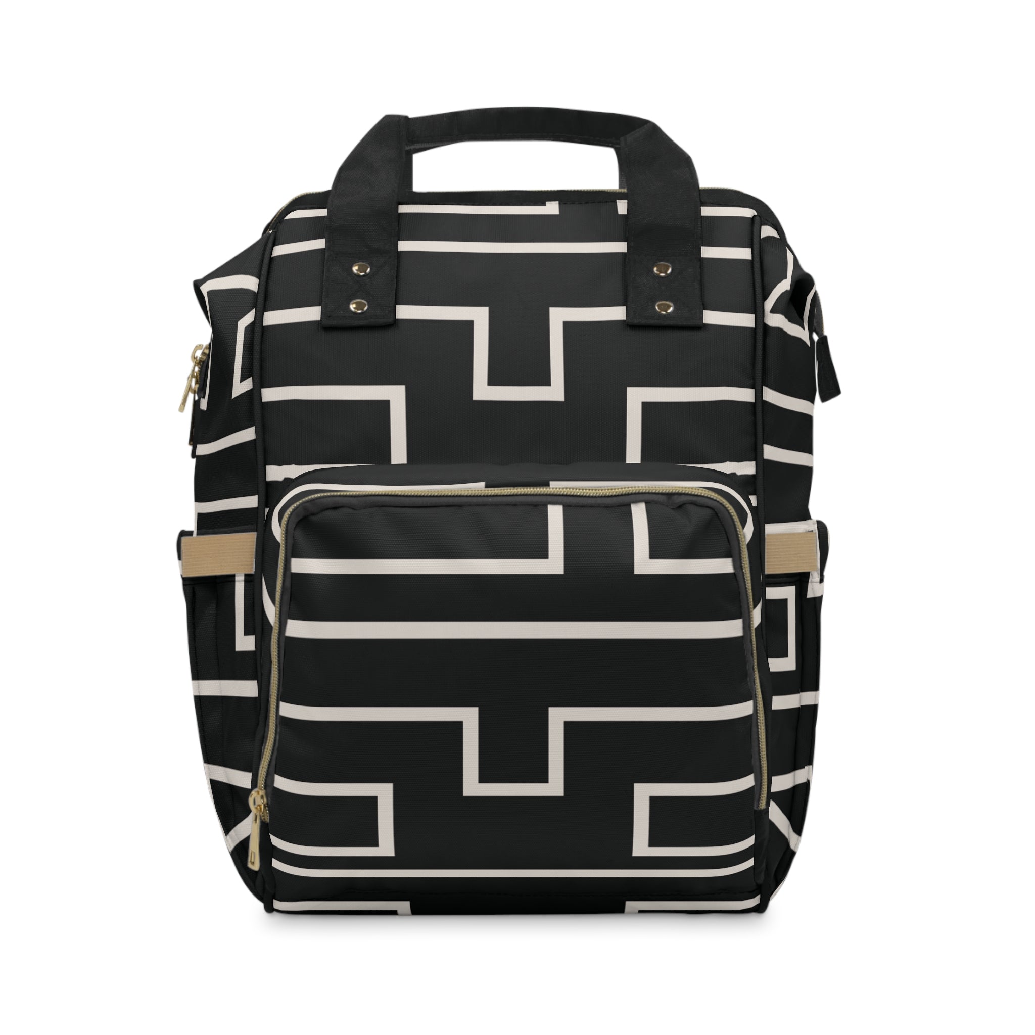 The Signia Custom Monogram Multifunctional Backpack Carryon Bag, Black/White