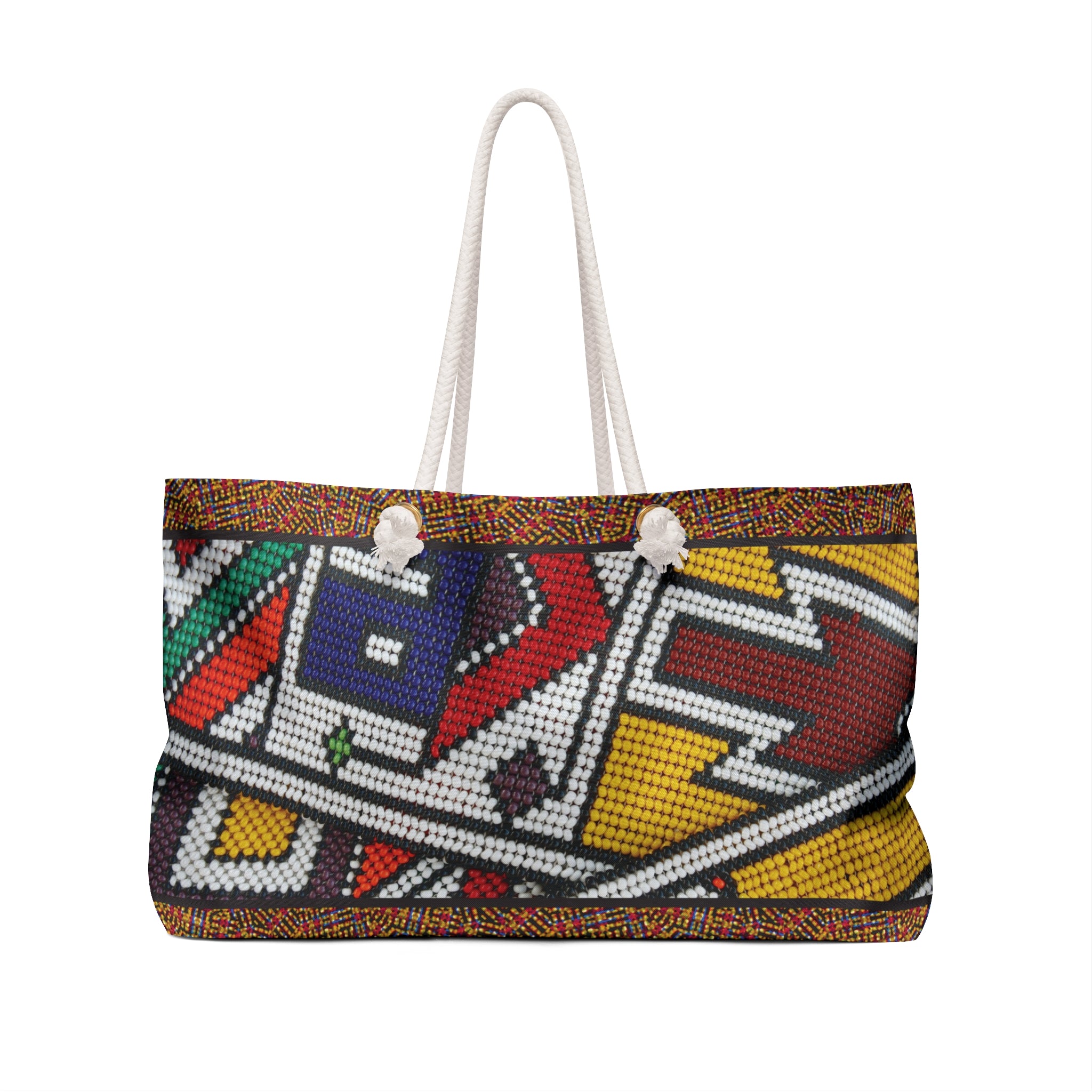 Beadwork Print Packable Oversized Multipurpose Weekender Bag, Carryall Tote, Beach Bag, Multicolor