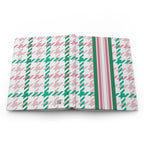Houndstooth & Stripes Hardcover Journal Lined Notebook for Notes and Planning, Pink/Green