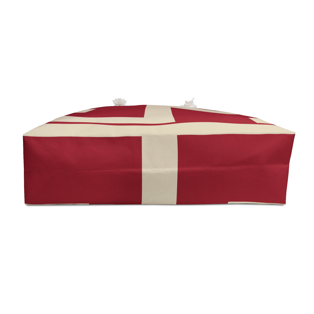 Signia Block Packable Tote, Red & Cream