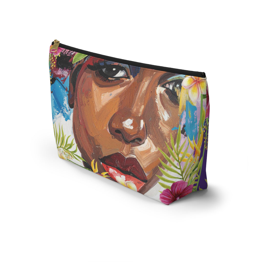 Tropical Brown Beauty T-Bottom Multipurpose Organizer Toiletry Travel Pouch, Purple