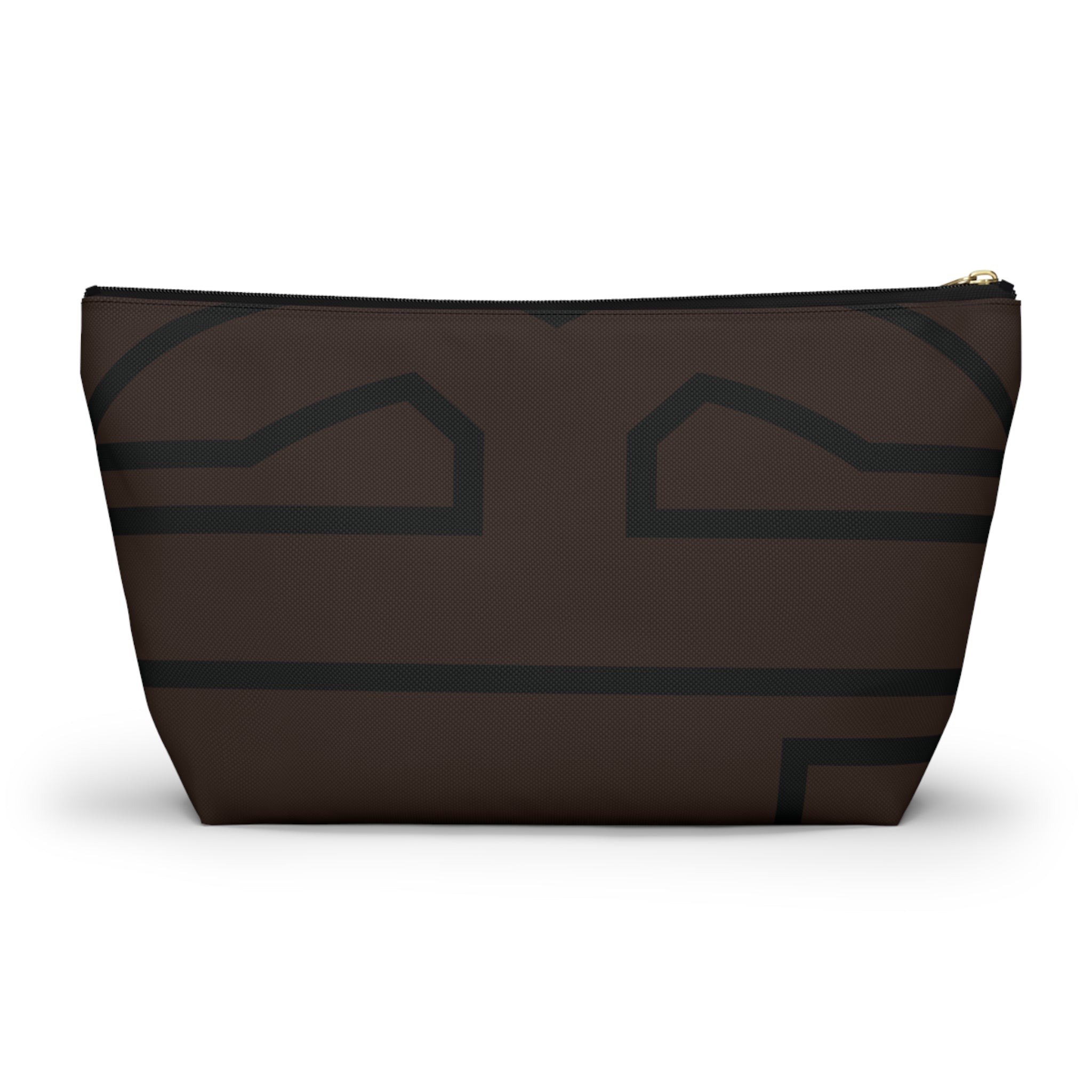 The Signia Custom Monogram Geometric T-Bottom Multipurpose Organizer Toiletry Travel Pouch, Brown/Black