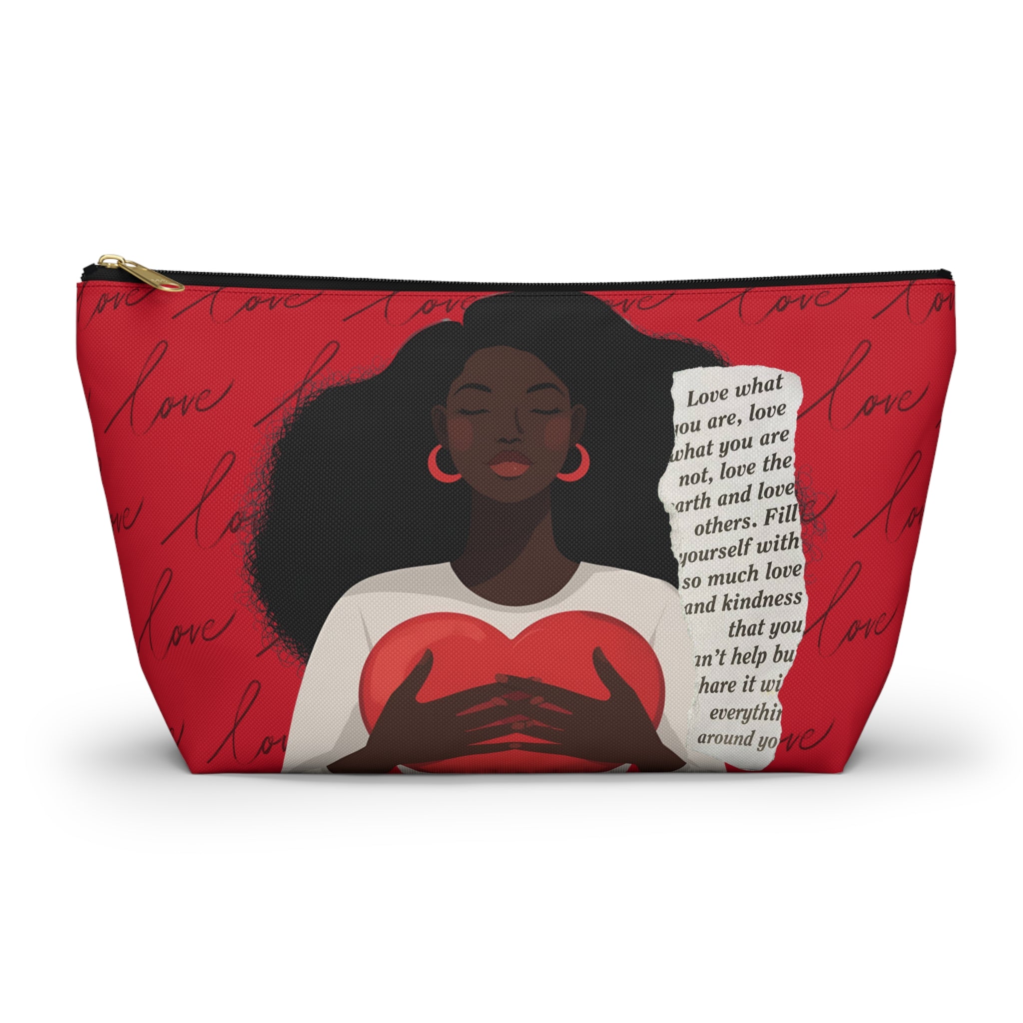 Black Woman Love Within T-Bottom Multipurpose Organizer Toiletry Travel Pouch, Red