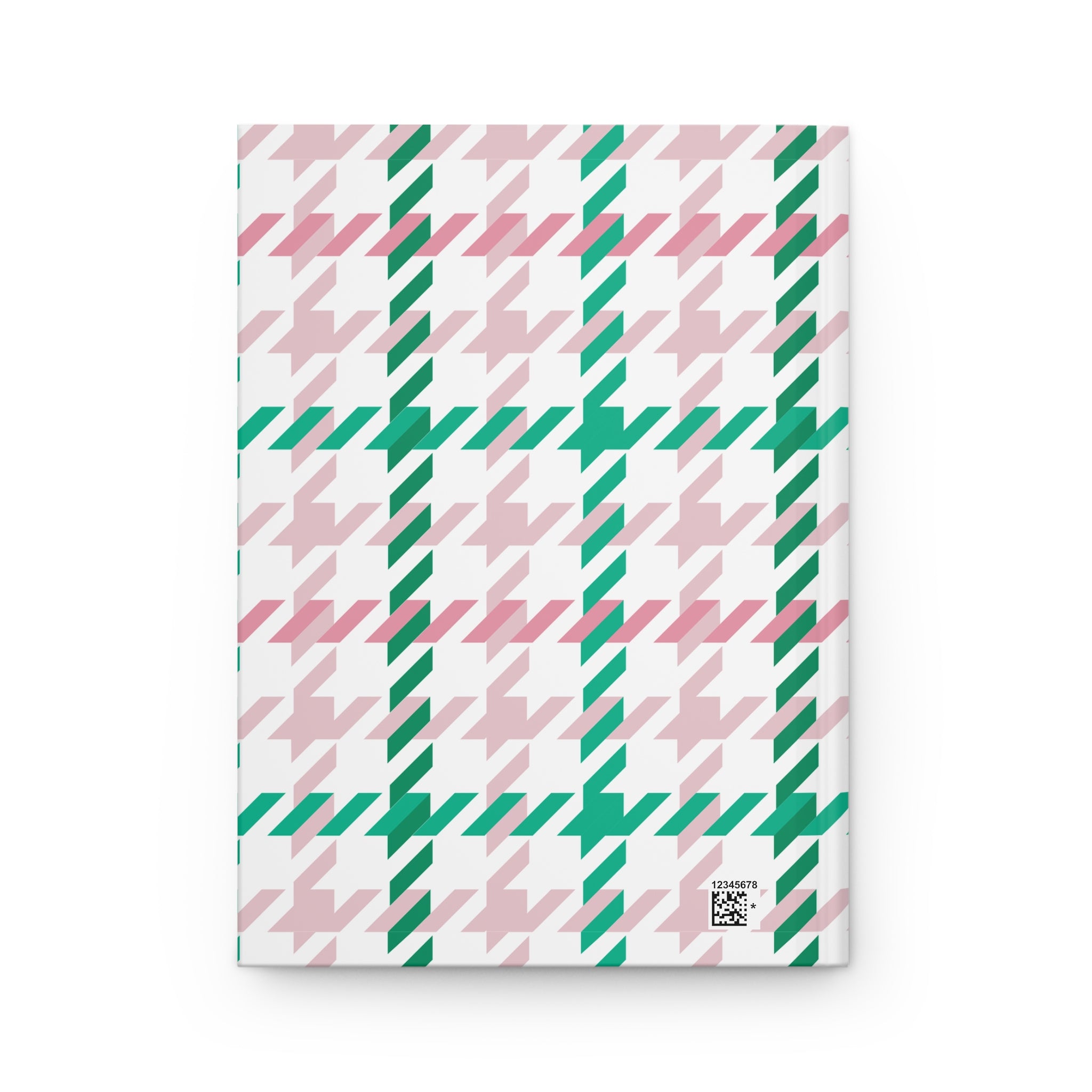 Houndstooth & Stripes Hardcover Journal Lined Notebook for Notes and Planning, Pink/Green