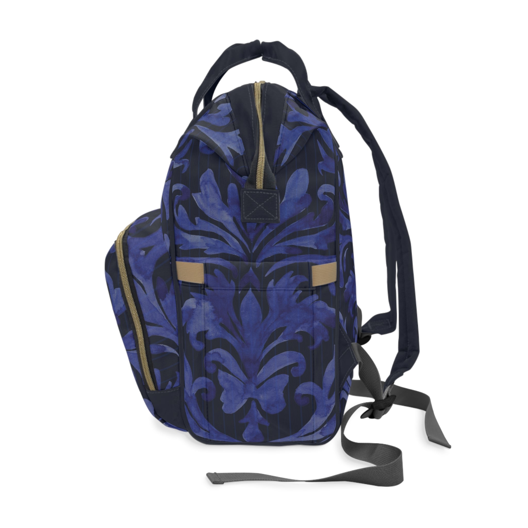 Blue Damask Pinstripe Collection | Nylon Multifunctional Backpack Carryon