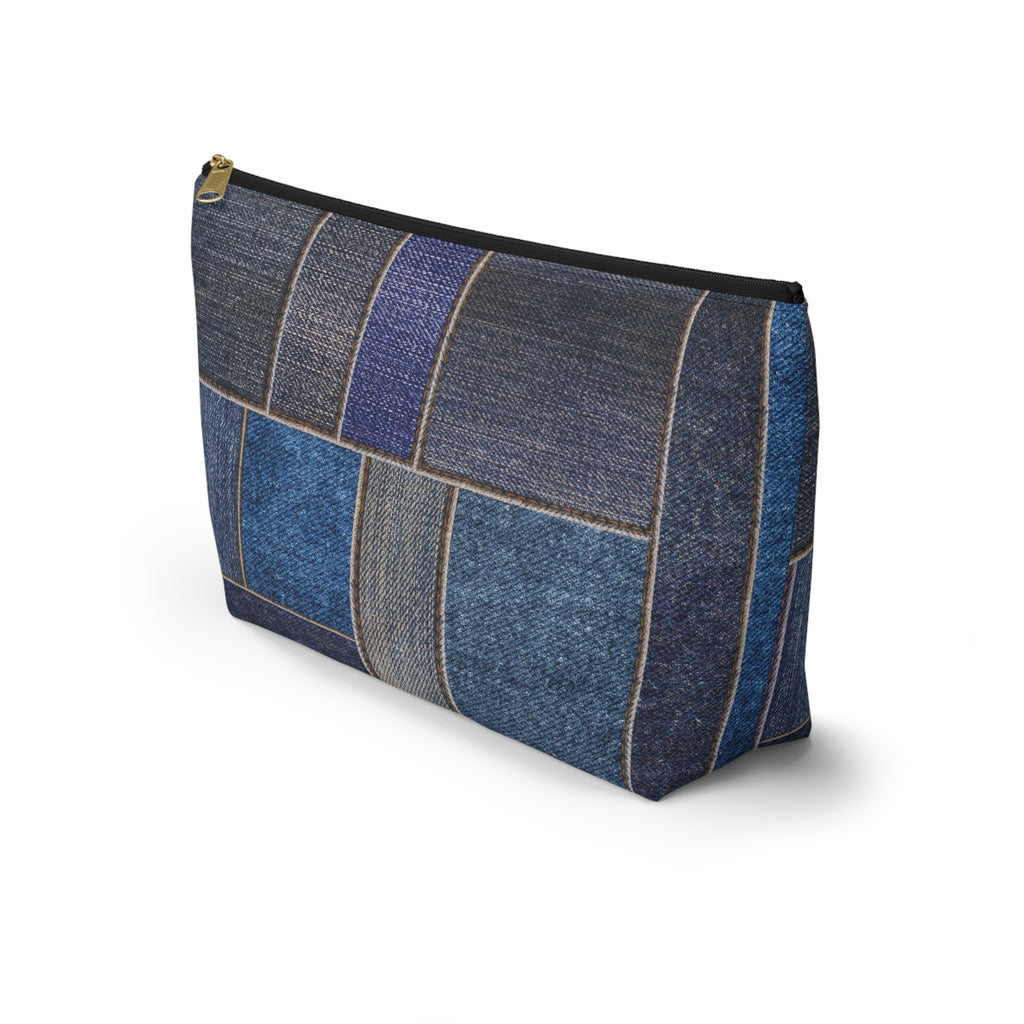 Denim Patchwork Accessory Pouch