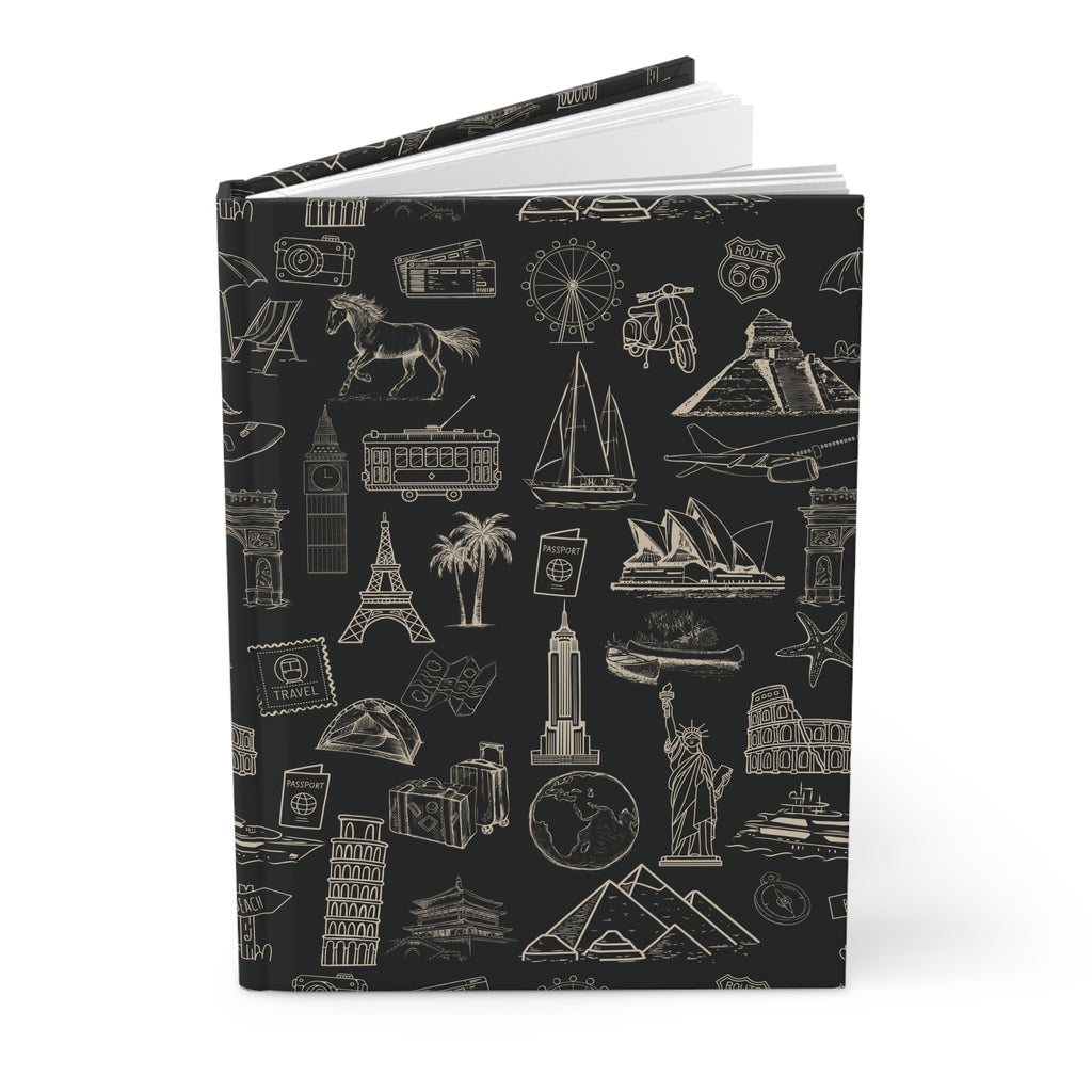 World Tour Collection Hardcover Journal Lined Notebook for Notes and Planning, Black