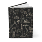 World Tour Collection Hardcover Journal Lined Notebook for Notes and Planning, Black