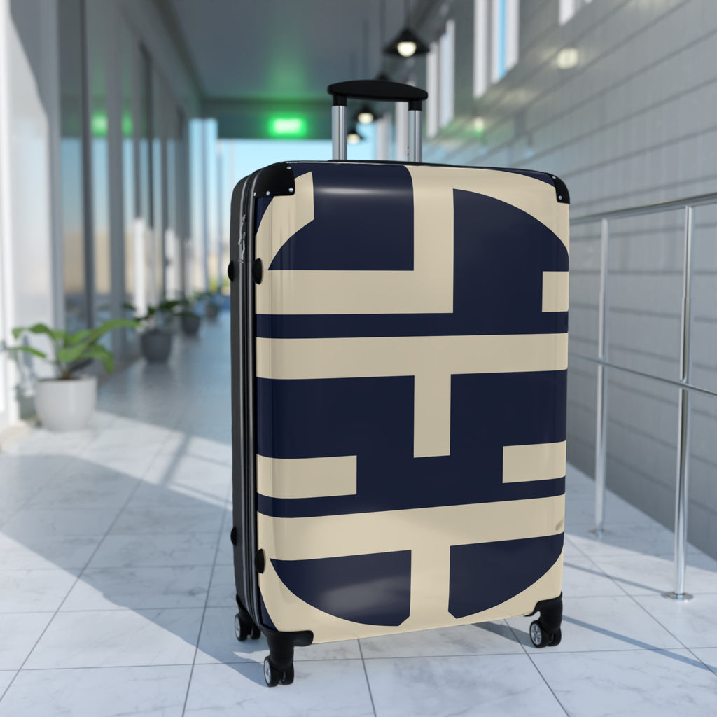 Signia Block Hard-Shell Luggage, Navy & Cream