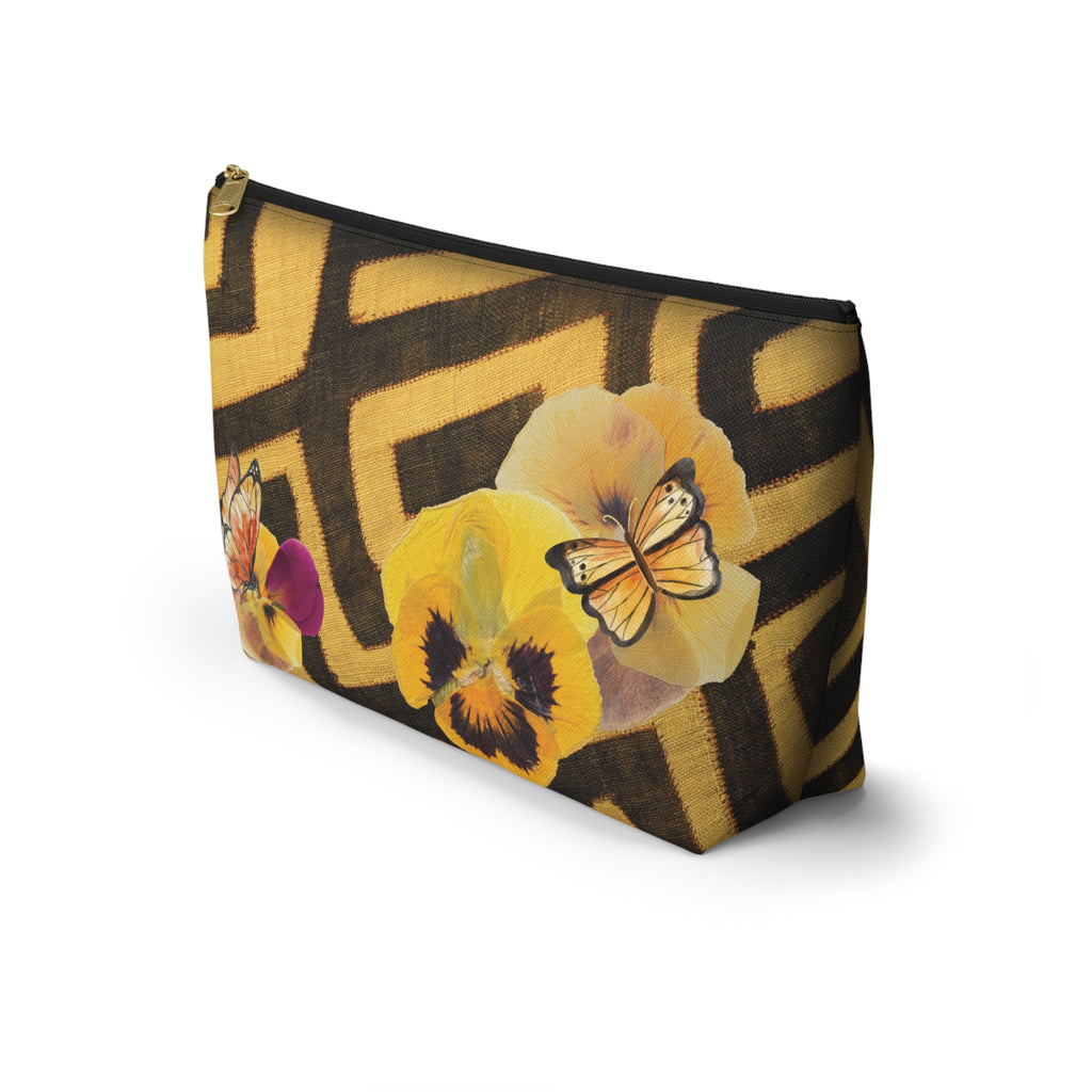 Tribal T-Bottom Multipurpose Organizer Toiletry Travel Pouch, Gold/Brown