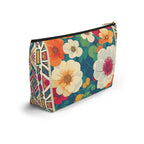 Floral Garden Print T-Bottom Multipurpose Organizer Toiletry Travel Pouch, Multicolor