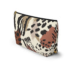 Leopard Zebra Pattern T-Bottom Multipurpose Organizer Toiletry Travel Pouch, Black/Brown/Tan