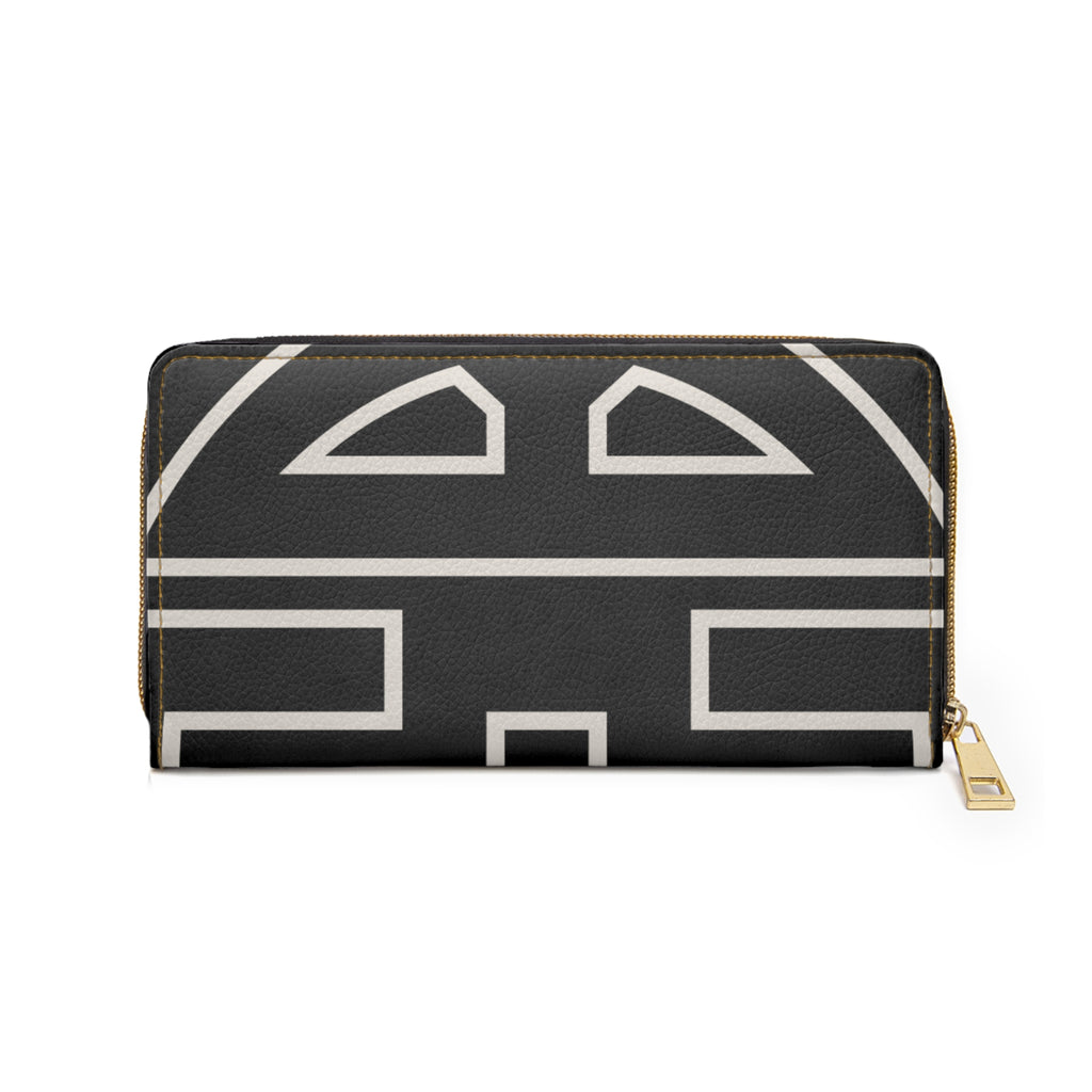 The Signia Custom Monogram Geometric Zipper Wallet, Black/White