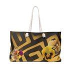 Flower Tribe Packable Oversized Multipurpose Weekender Bag, Carryall Tote, Beach Bag, Gold/Brown