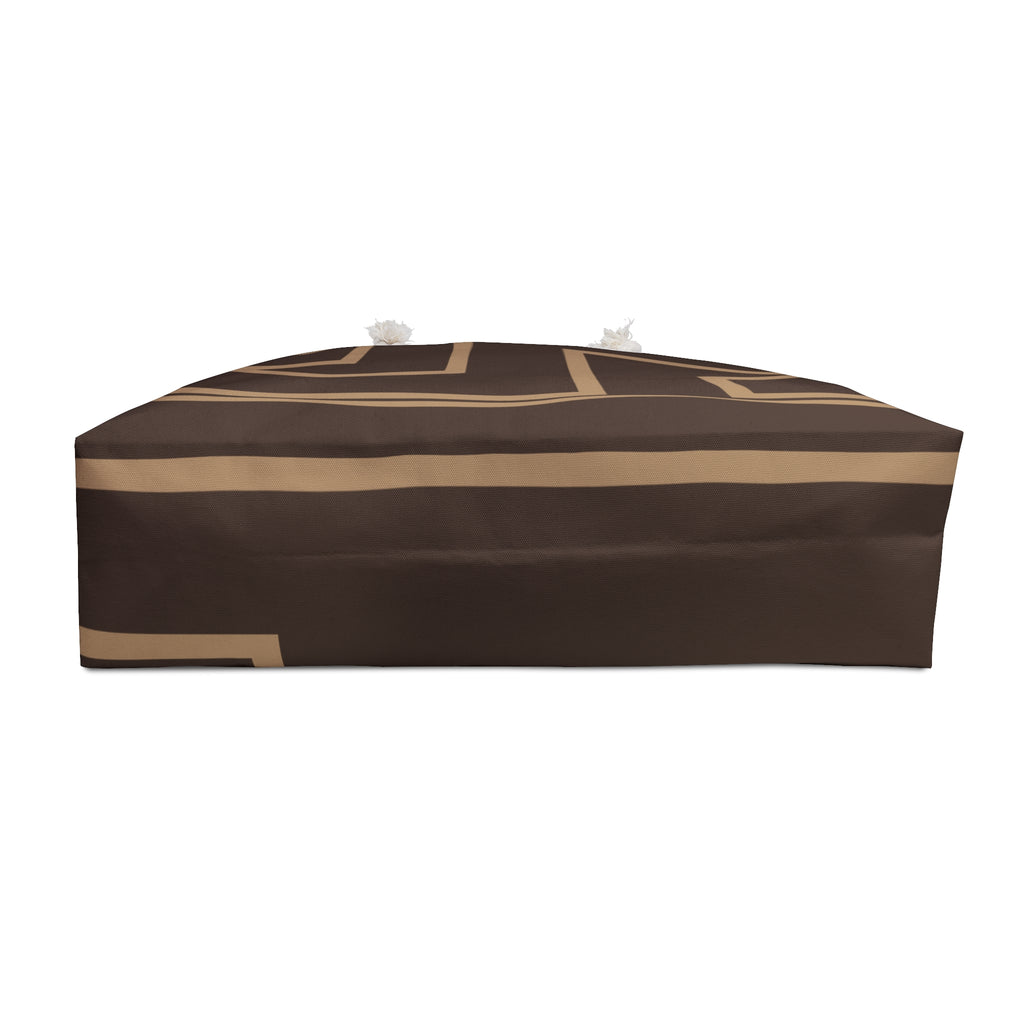 The Signia Custom Monogram Geometric Packable Weekender Bag Travel Tote, Brown/Tan