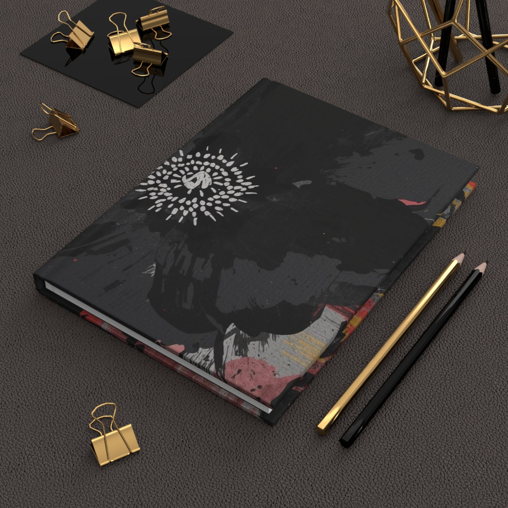 Floral Noir Hardcover Journal Lined Notebook for Notes and Planning, Black