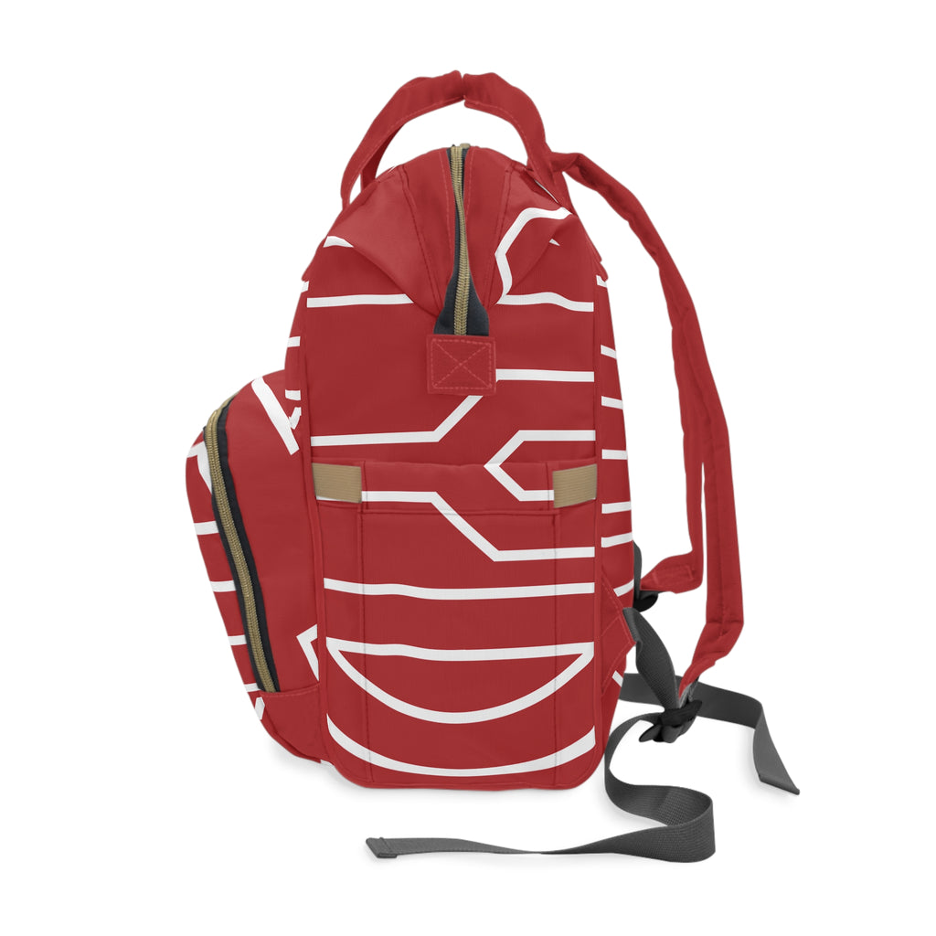 The Signia Custom Monogram Collection Multifunctional Backpack Carryon Bag, Red/White