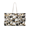 Leopard Chain Pattern Packable Oversized Multipurpose Weekender Bag, Carryall Tote, Beach Bag, Black & Gold