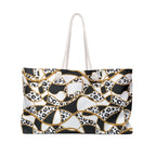 Leopard Chain Pattern Packable Oversized Multipurpose Weekender Bag, Carryall Tote, Beach Bag, Black & Gold