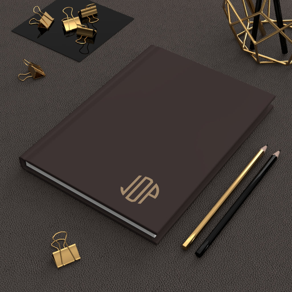The MonoTone Monogram Hardcover Journal Lined Notebook for Notes and Planning, Dark Brown