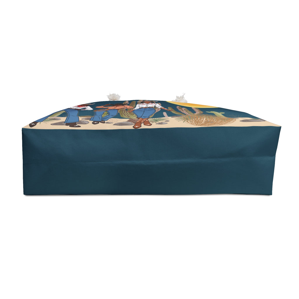 Cowgirl Trio Desert Sunset Packable Oversized Multipurpose Weekender Bag, Carryall Tote, Beach Bag, Teal Blue