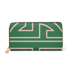 The Signia Custom Monogram Geometric Zipper Wallet, Green/Pink