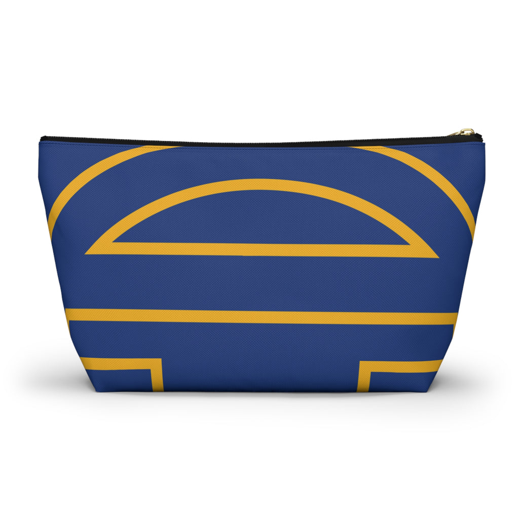 The Signia Custom Monogram Geometric T-Bottom Multipurpose Organizer Toiletry Travel Pouch, Blue/Yellow