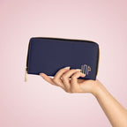 The MonoTone Personalized Monogram Zipper Wallet, Navy Blue