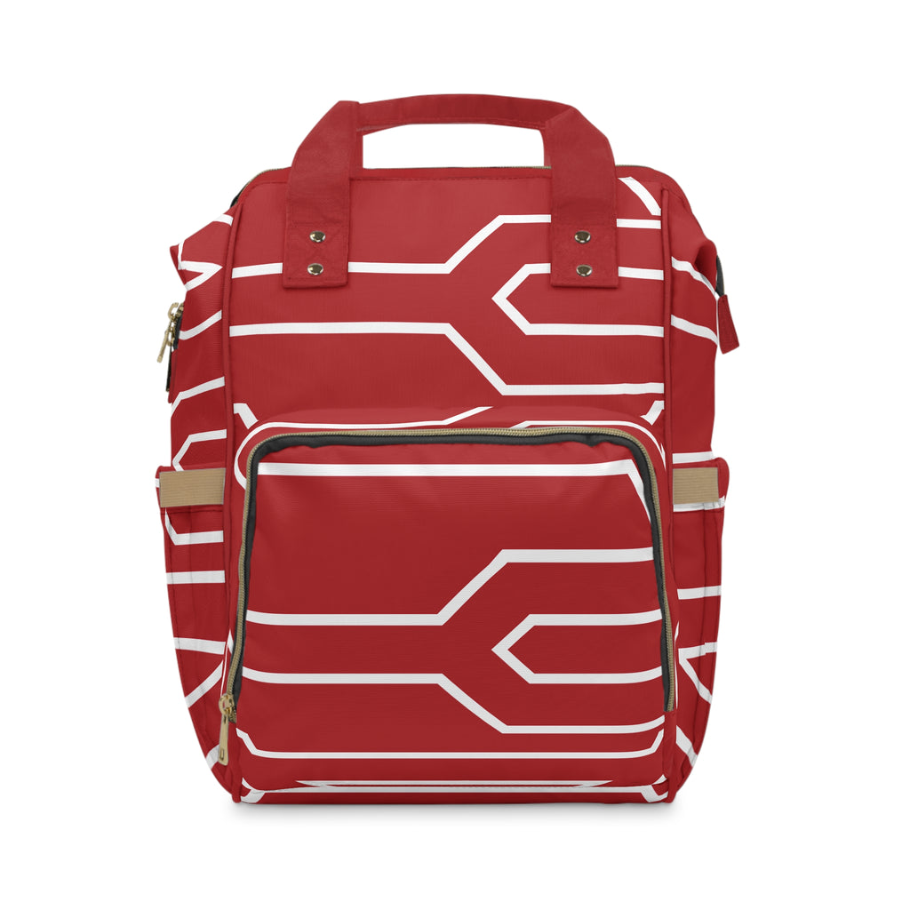 The Signia Custom Monogram Collection Multifunctional Backpack Carryon Bag, Red/White