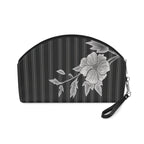 Gray Rose & Pinstripe Collection Chic Makeup Bag, Cosmetic Bag, Gray/Black