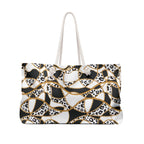 Leopard Chain Pattern Packable Oversized Multipurpose Weekender Bag, Carryall Tote, Beach Bag, Black & Gold