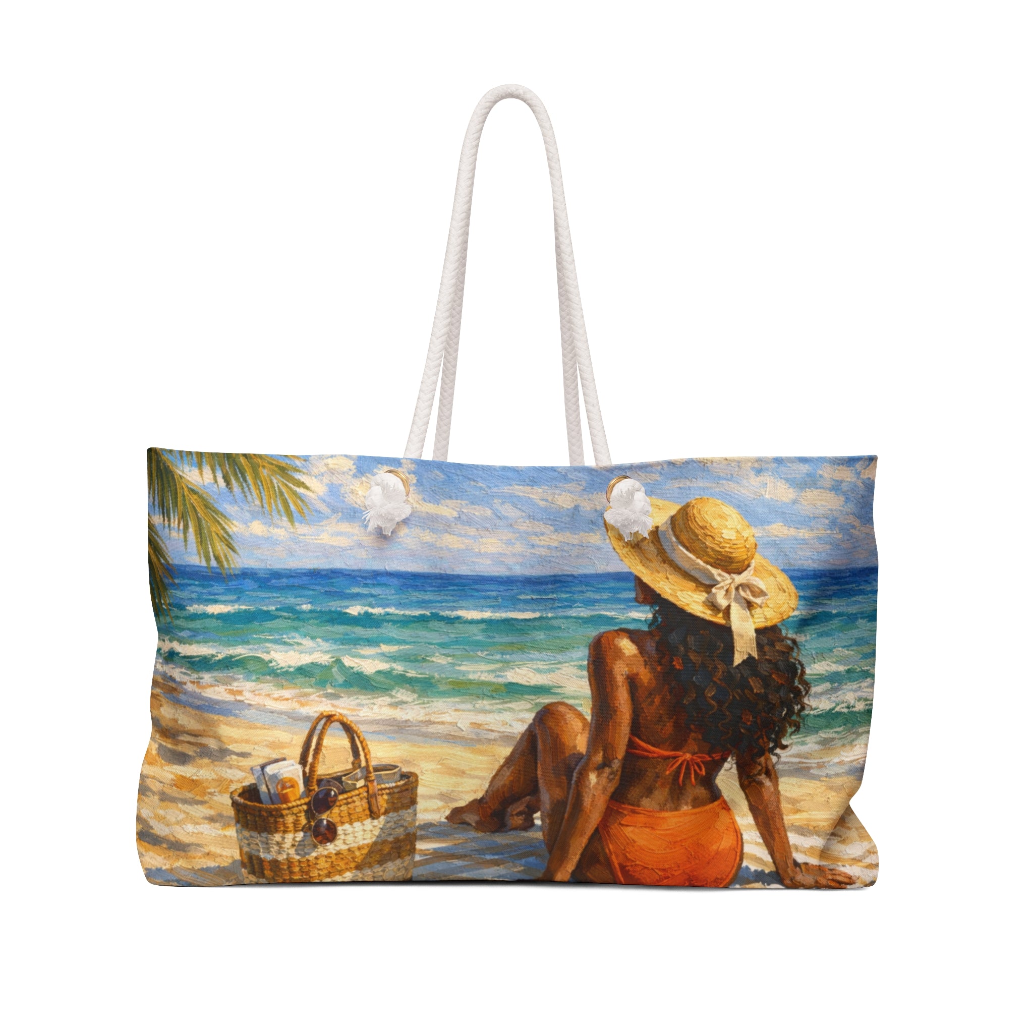 Tropical Seaside Packable Carryall Beach Tote