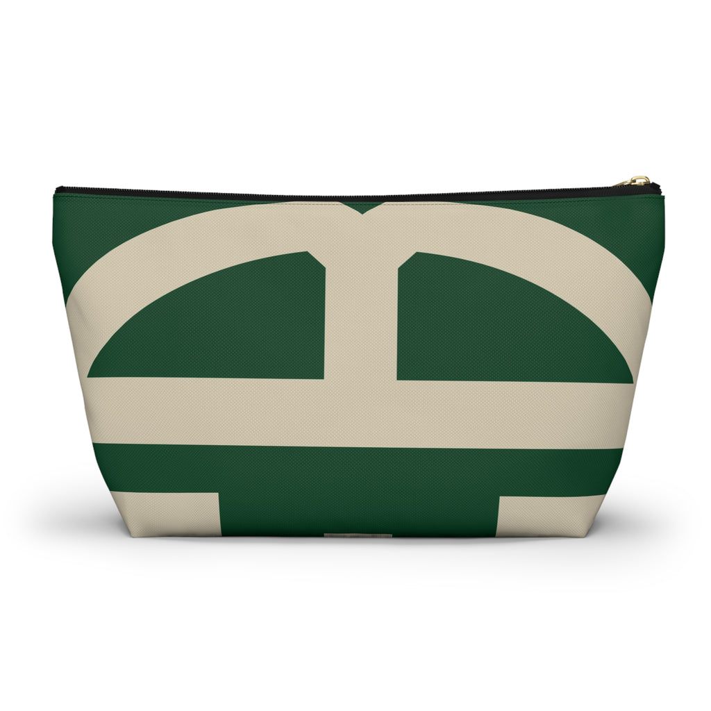 Signia Block Accessory Pouch, Dark Green & Cream