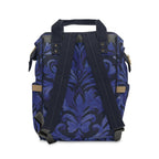 Blue Damask Nylon Multifunctional Carry-On Backpack — Lightweight Travel & Everyday Essential