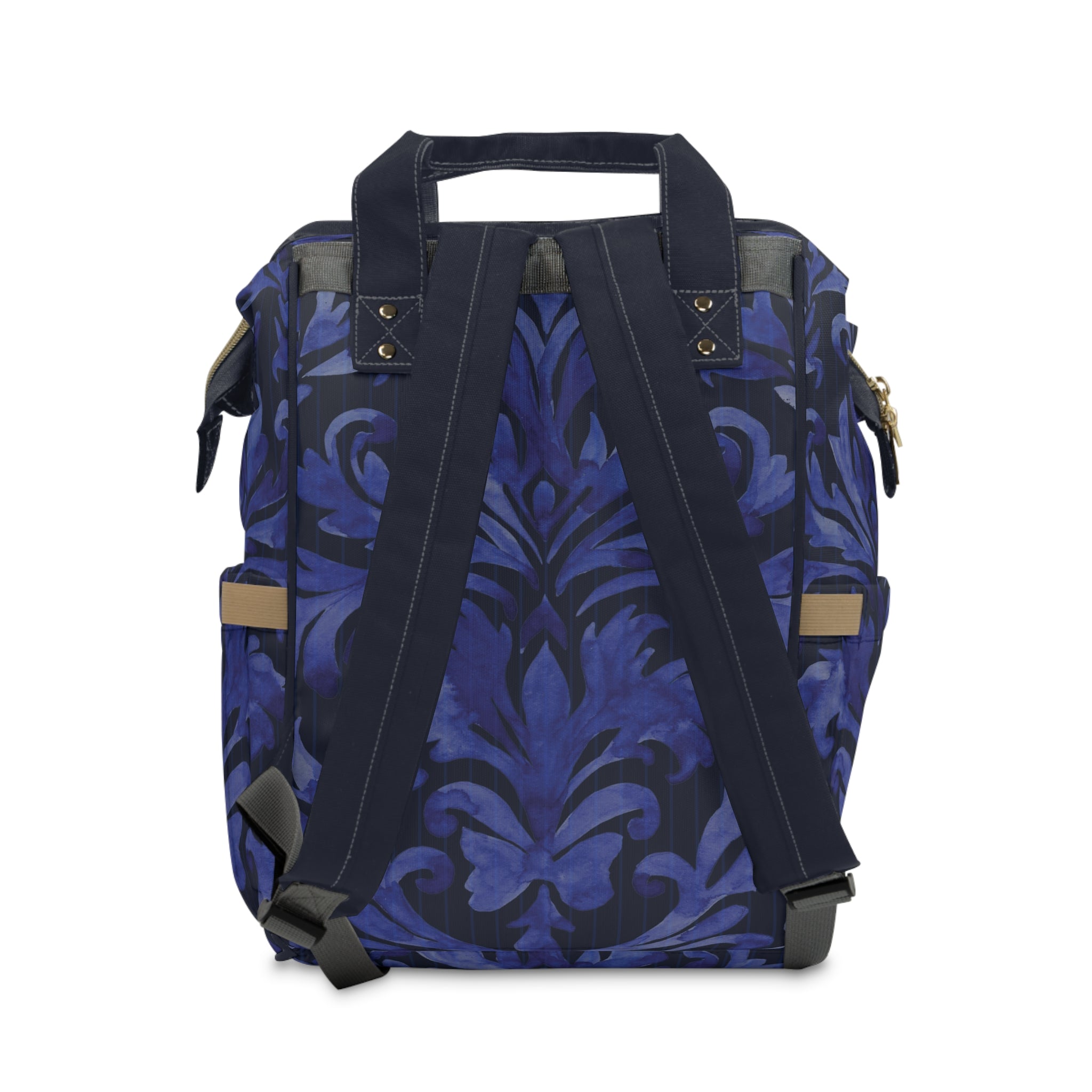 Blue Damask Nylon Multifunctional Carry-On Backpack — Lightweight Travel & Everyday Essential