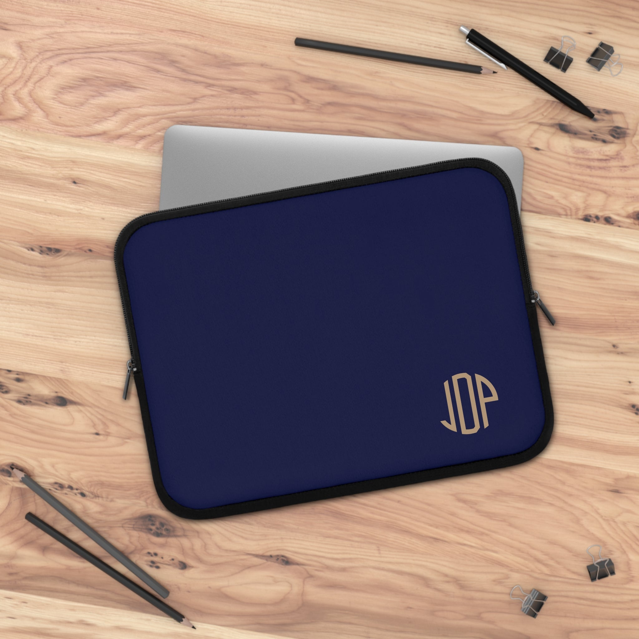 The MonoTone Monogram Tablet Laptop Sleeve, Multiple Sizes, Navy Blue