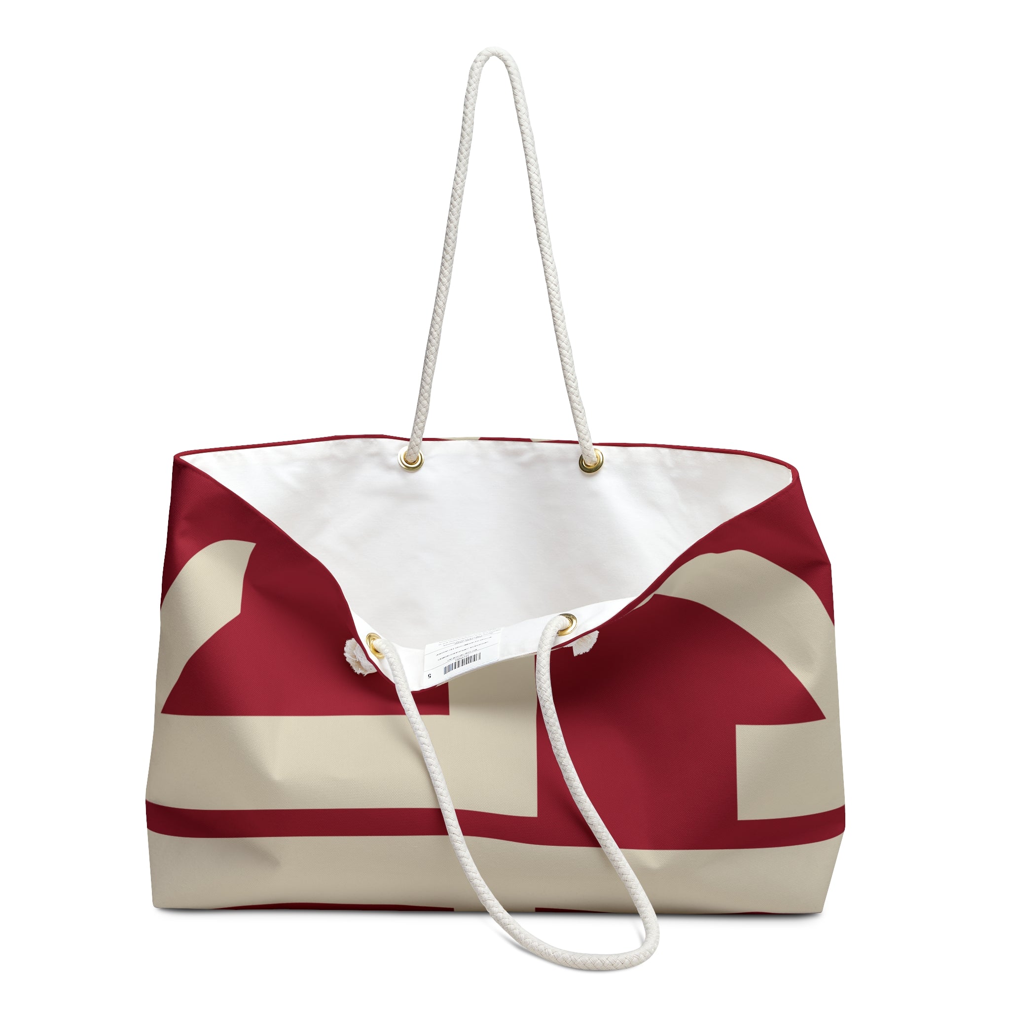 Signia Block Packable Tote, Red & Cream