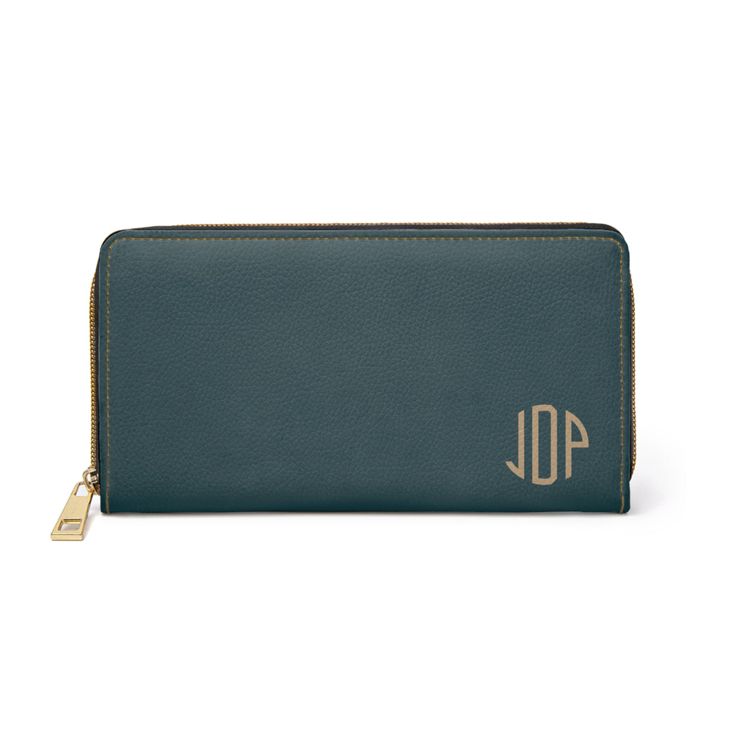 The MonoTone Monogram Zipper Wallet, Teal Blue