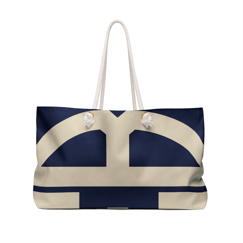 Signia Block Packable Tote, Navy & Cream