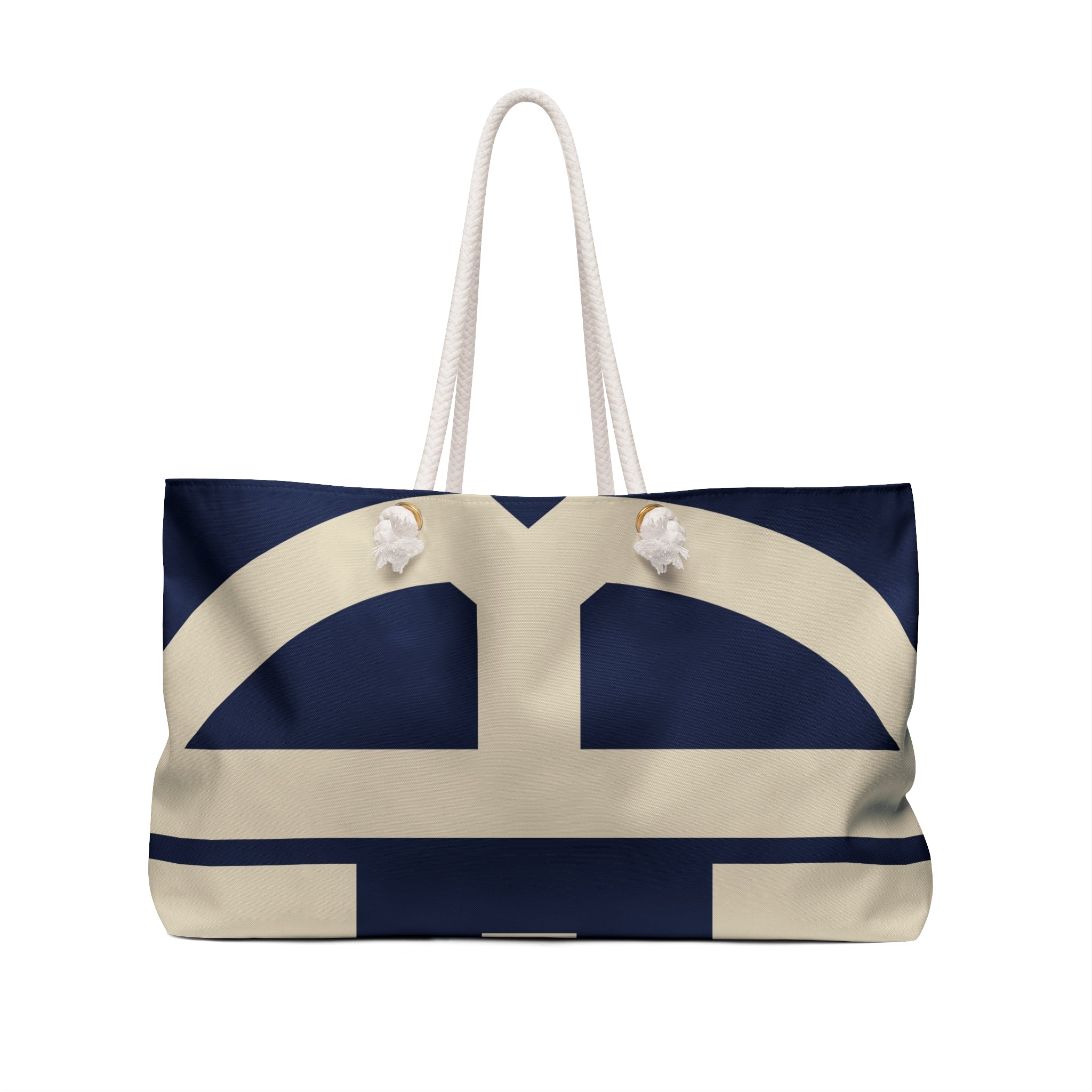 Signia Block Packable Tote, Navy & Cream