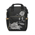 Gray Rose & Pinstripe Collection Multifunctional Backpack Carryon, Gray/Black
