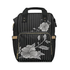 Gray Rose & Pinstripe Collection Multifunctional Backpack Carryon, Gray/Black