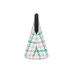 Houndstooth & Stripes Chic Makeup Bag Cosmetic Pouch, Pink/Green