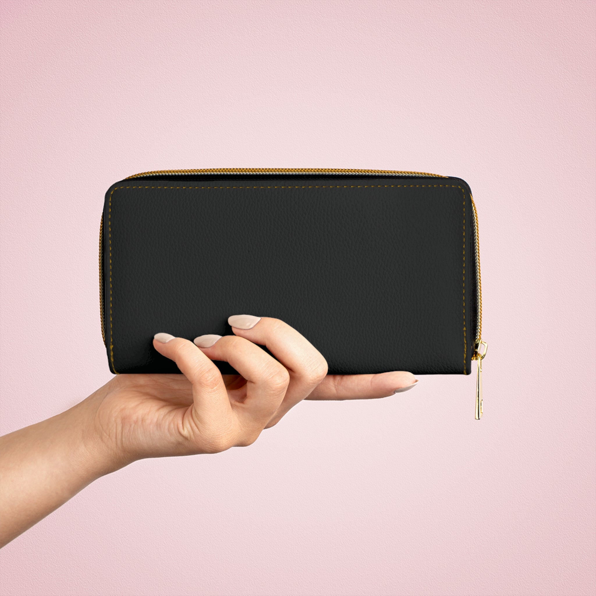 The MonoTone Personalized Monogram Zipper Wallet, Black