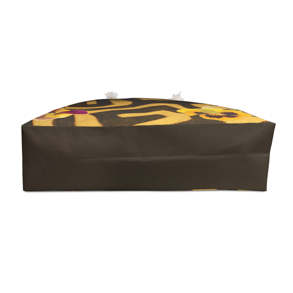 Flower Tribe Packable Oversized Multipurpose Weekender Bag, Carryall Tote, Beach Bag, Gold/Brown