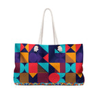 Colorful Abstract Print Packable Oversized Multipurpose Weekender Bag, Carryall Tote, Beach Bag, Multicolor